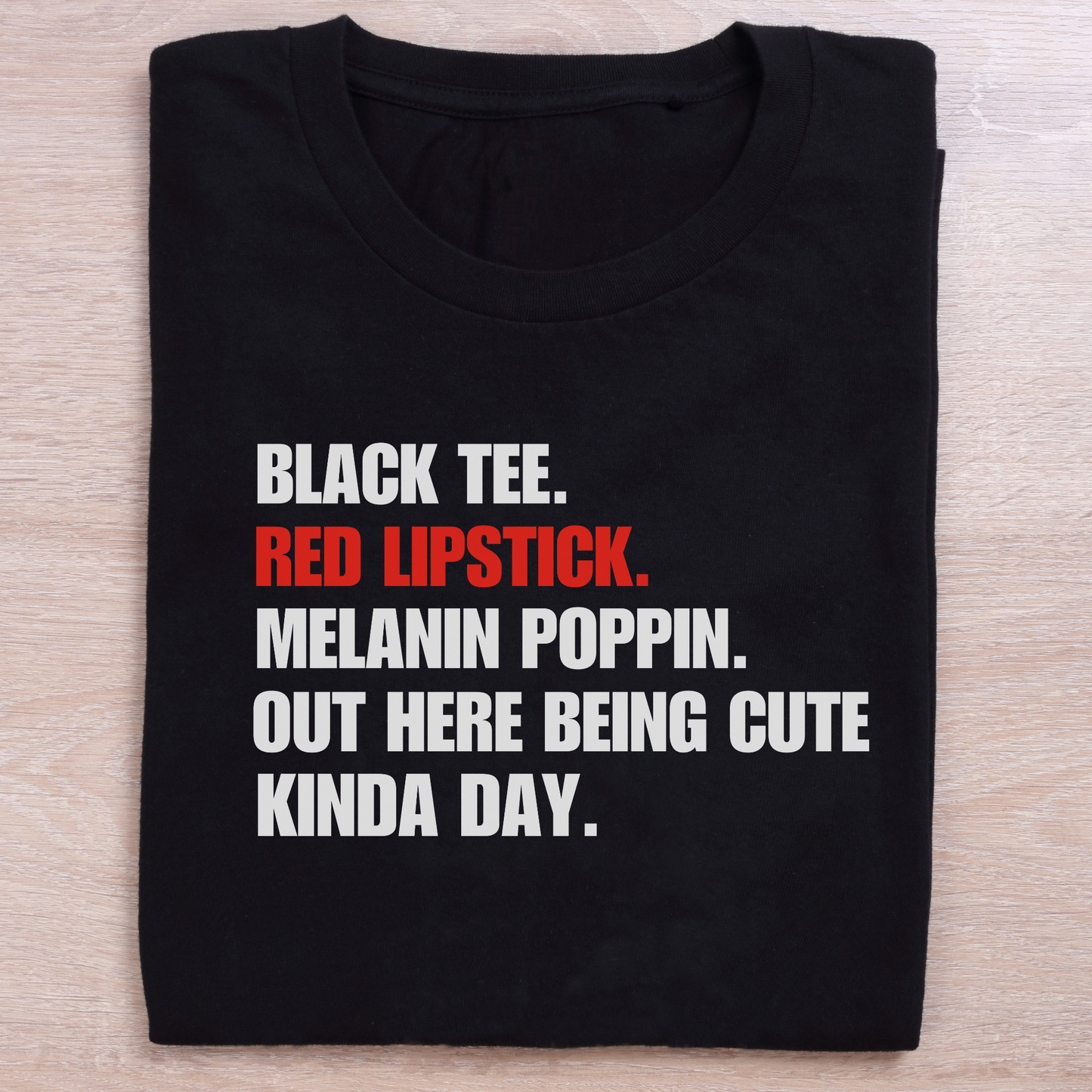 Black Tee Red Lips Tee