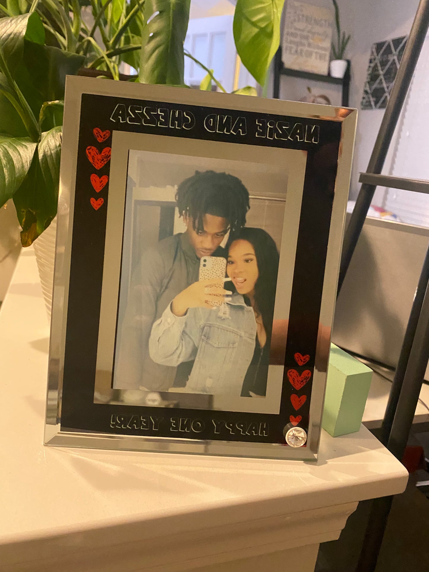 Mirrored glass photo frame