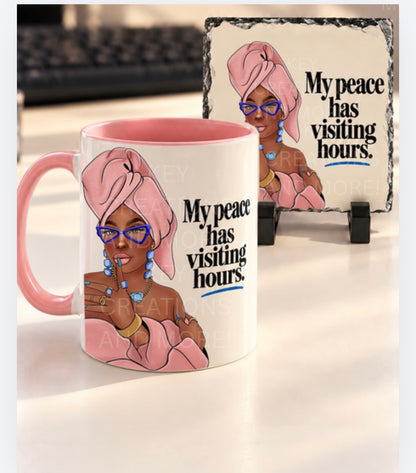My Peace Has Visiting Hours | Mug & Slate Set